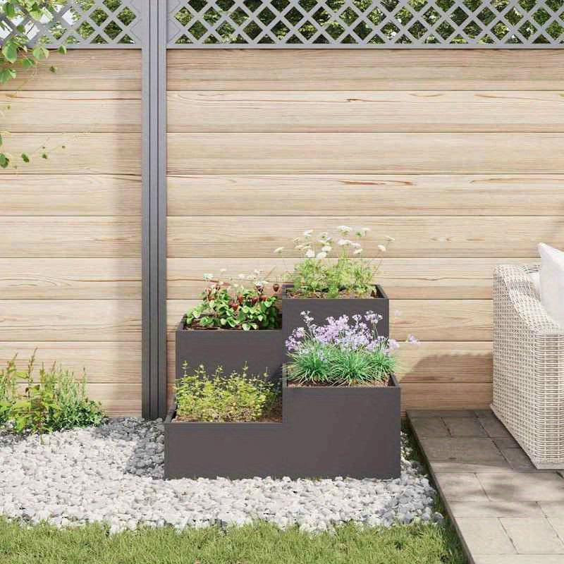 Plantenbak – Bloembak – Tuinbak – Moestuinbak – Balkonbak – Verhoogd – Robuust Zwart Staal – 80x80x60 cm
