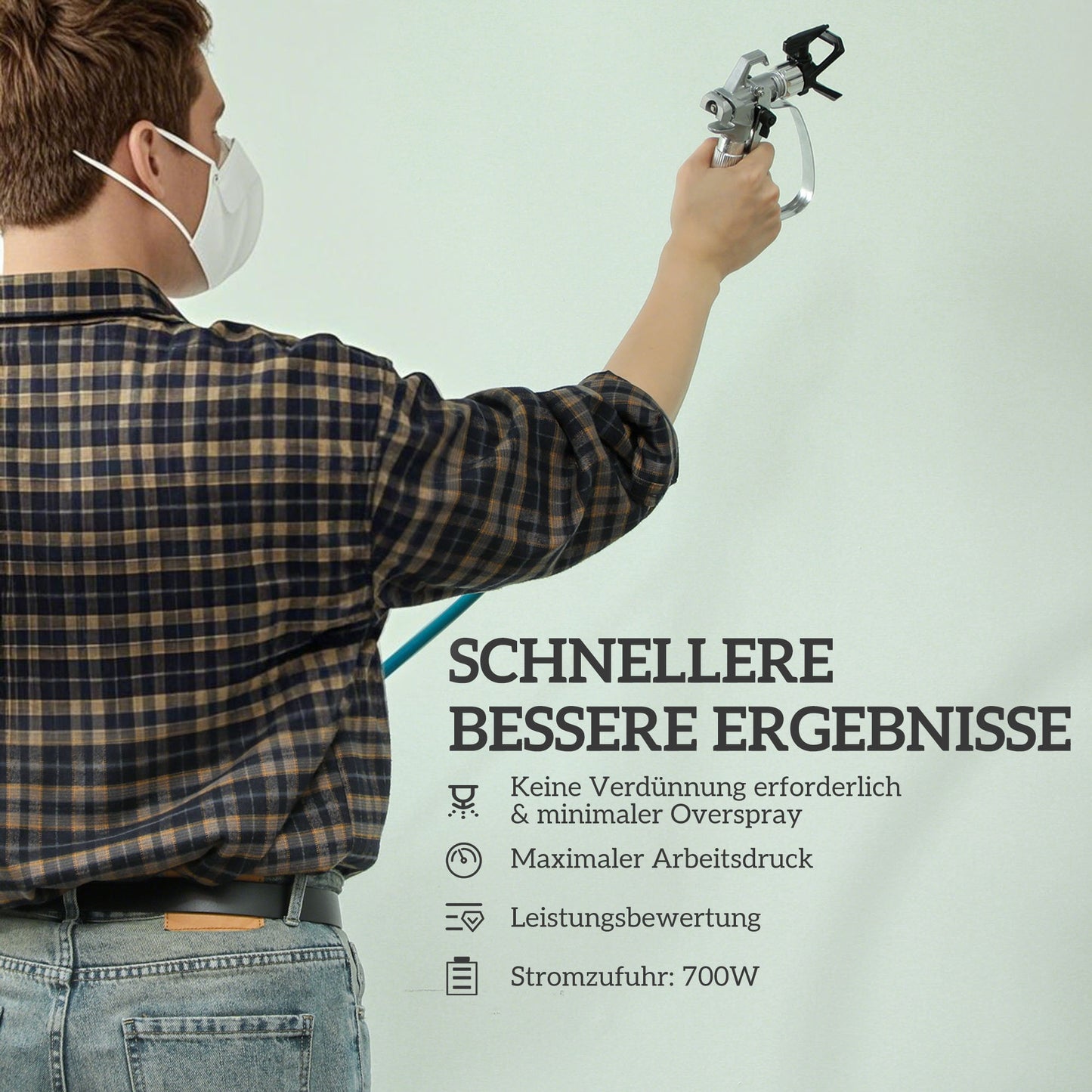 Elektrisch Verfspuitsysteem – Verfspuitpistool – Spuitapparaat – Verfspuitinstallatie – Verfspuitmachine – Blauw – 700W Motor – 200 Bar Druk