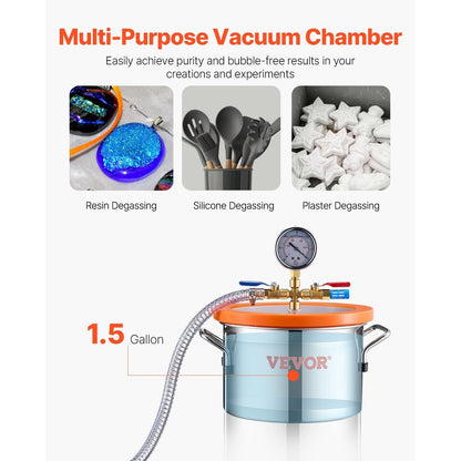 Vacuümpomp – Ontgassingskamer – Vacuum Set – Vacuümkamer – Laboratoriumkamer – Roestvrij Staal – 3,5 CFM Pomp