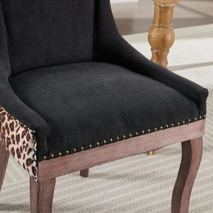 Eetkamerstoel – Kuipstoel – Stoel – Set Van 2 – Luipaardprint – Dikke Stof – Bronzen Spijkernaad – Comfortabel Design