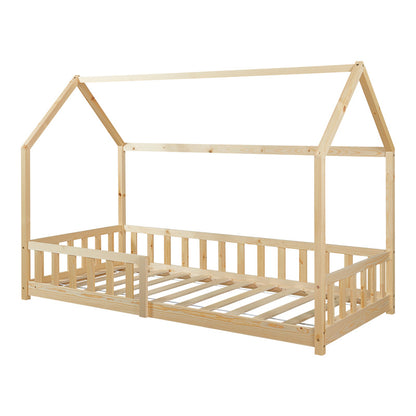 Kinderbed – Kinderbedje – Bed Frame – Bedhuisje – Kinderbed Met Valbeveiliging – 90 x 200 cm – Duurzaam Dennenhout