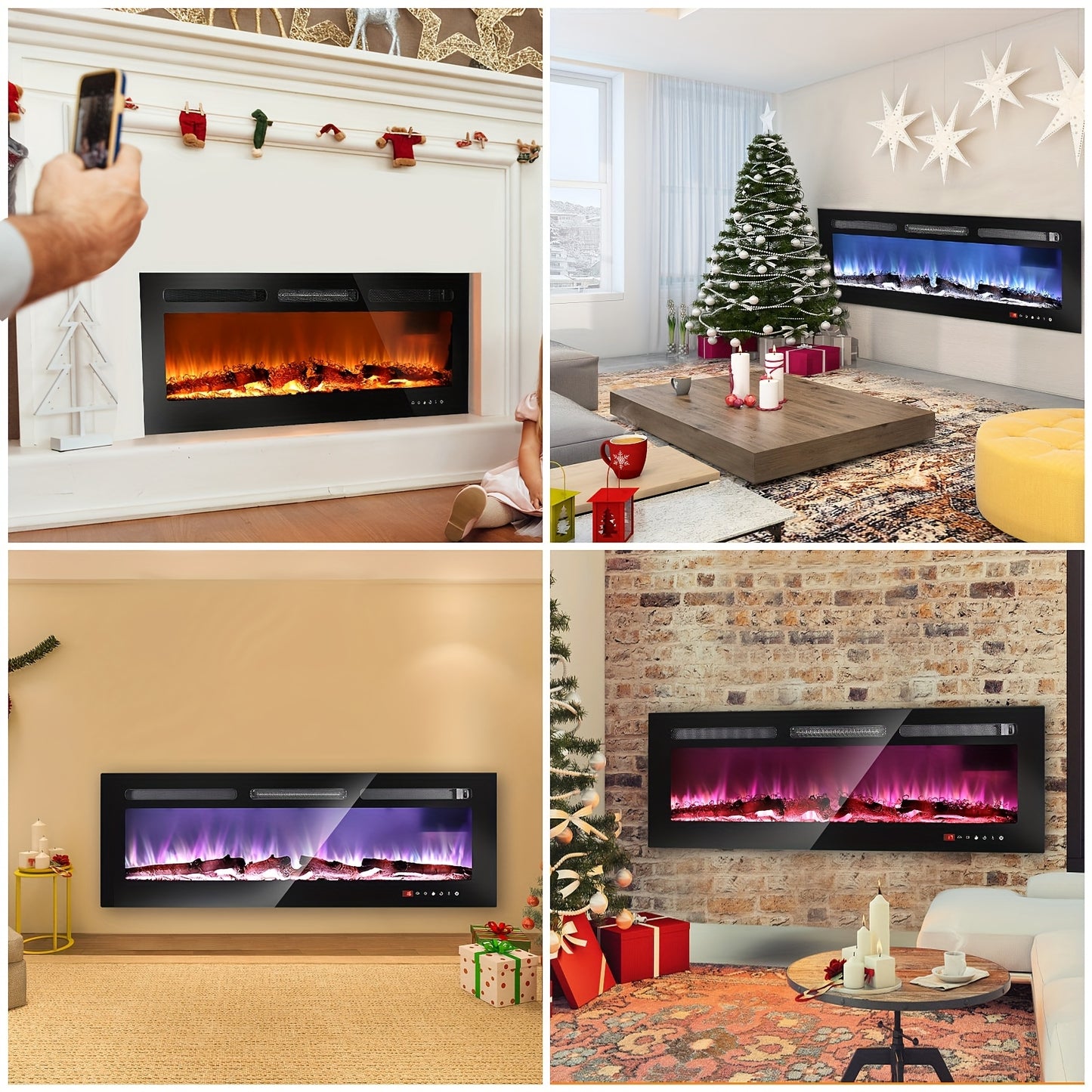 Elektrische Haard – Sfeerkachel – Wandhaard – Inbouwhaard – Vrijstaande Haard – 2000W Verwarming – Realistische 3D Vlammen Met Timer