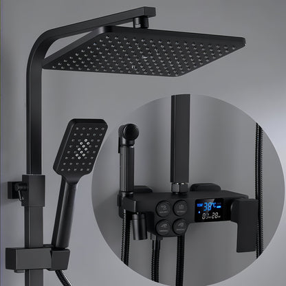 Thermostatisch Douche Systeem – Regendouche – Doucheset – Thermostaatkraan – Zwarte Doucheset – Hoogte Verstelbaar 80-120 cm – Mat Zwart Design