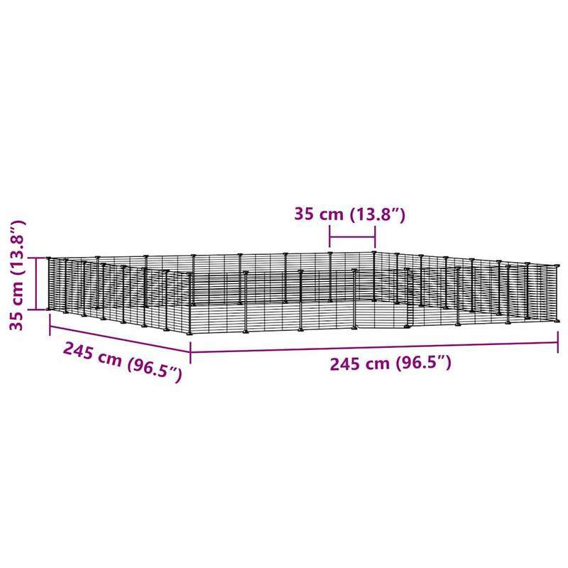 Dierenkooi – Konijnenkooi – Knaagdierkooi – Huisdierenren – Cage – Zwarte Deur – 28 Panelen 35x35 cm – Hoogwaardig Staal – Duurzaam & Flexibel