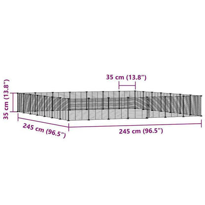 Dierenkooi – Konijnenkooi – Knaagdierkooi – Huisdierenren – Cage – Zwarte Deur – 28 Panelen 35x35 cm – Hoogwaardig Staal – Duurzaam & Flexibel
