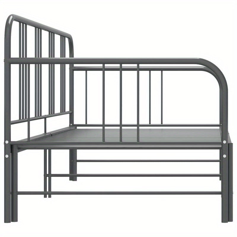 Uittrekbare Slaapbank – Slaapbank Bedbank Slaapsofa Logeerbank – Grijs – Ruimtebesparend – Stevig Metaal & Hout – 90x200 cm – Industrieel Design