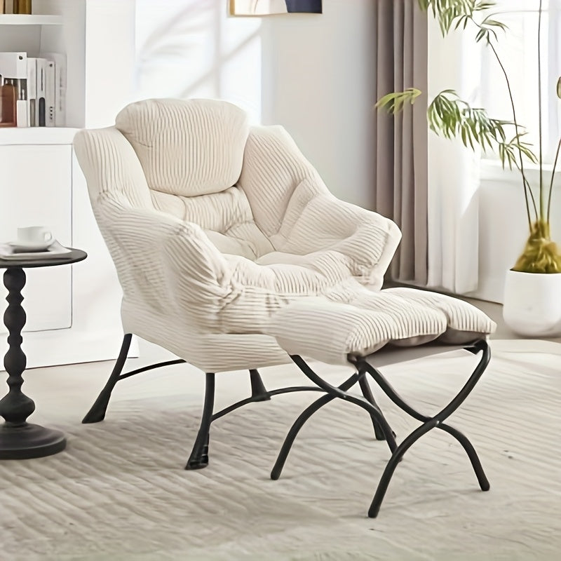 Loungefauteuil – Lounge Stoel – Relaxstoel – Draaistoel – Fauteuil – Met 2-laags Kussen – 360° Draaibaar Met Verstelbare Zithoogte – Wit