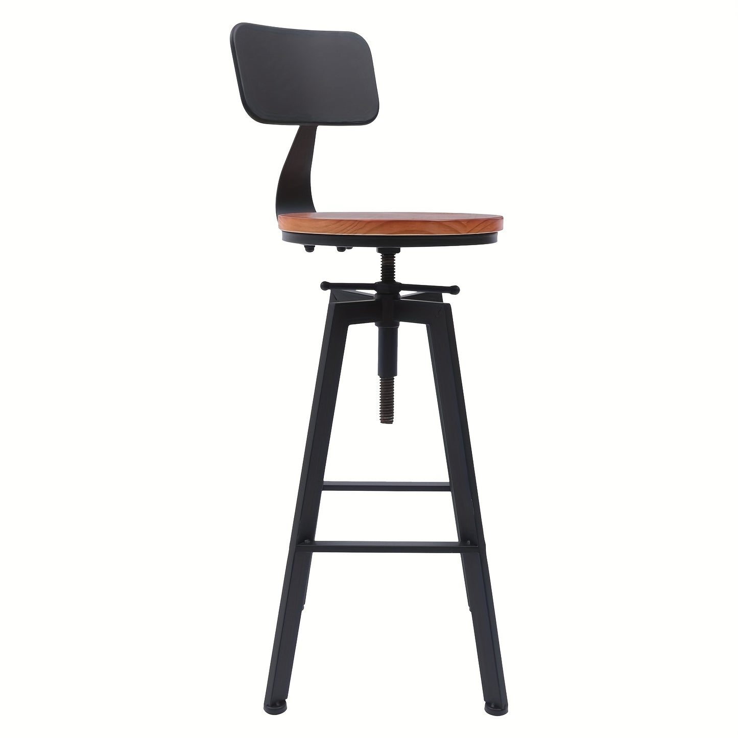 Barstoelen – Barkrukken – Keukenstoelen – Krukken – Barzitjes – Verstelbare Hoogte – 360° Draaibaar – Zwart Hout Metaal – Set Van 2