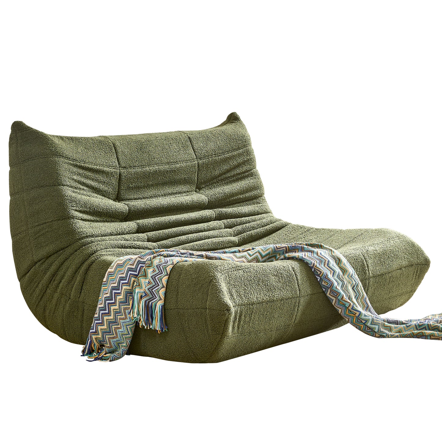 Relax Fauteuil – Lounge Stoel – Zitzak – Sessel – Loveseat – Met Verwijderbare Kussens – Extra Dikke Geheugen Foam Vulling – Groene Variant