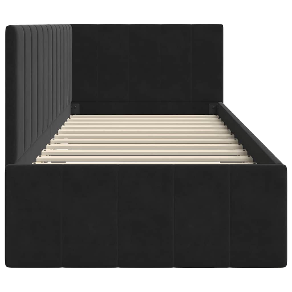 Bedframe – Bed – Eenpersoonsbed – Slaapbank – Kinderbed – Blauw Velvet Hoofdbord – Stevig Plaatmateriaal – Lattenbodem 80x200 cm