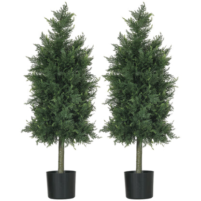 Kunstcederboom – Kunstboom – Kunstplant – Kunstconifeer – Kunsttak – Set van 2 – UV-bestendig – 90 cm hoog