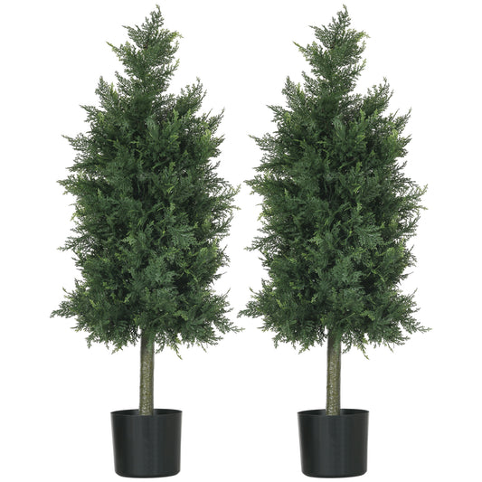 Kunstcederboom – Kunstboom – Kunstplant – Kunstconifeer – Kunsttak – Set van 2 – UV-bestendig – 90 cm hoog