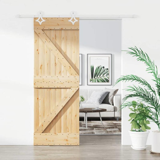 Schuifdeur Houten Deur Schuifdeursysteem Grenenhout Massief Hout – 80x210 cm – Verticale Paneelstijl – Natuurlijke Houtnerf – Soepele Opening – Privacy en Lichtregeling