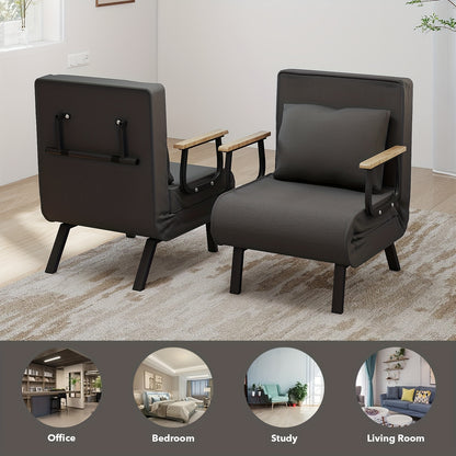 Sofa Bed – Slaapbank – Bedbank – Slaapbankje – Bedbankje – Grote Maat – Snelle Opvouwstijl – Massief Houten Armleuningen – Lichtgewicht Khaki