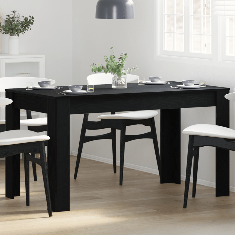 Black Oak Dining Table 140×74.5×76 Cm Wood Material - Modern Simple Style - for Home & Restaurant - Oak-Look Surface - Scratch-Resistant & Easy to Clean - Stable Plate Construction - Space for 6-8 People