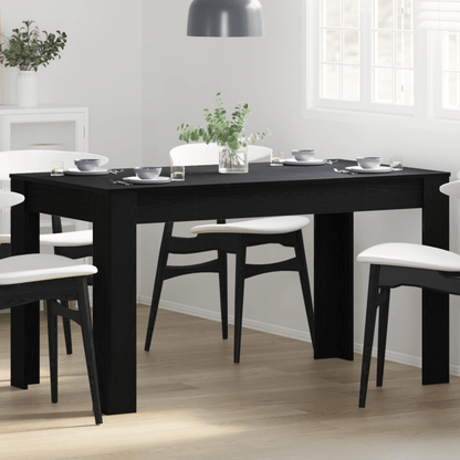 Black Oak Dining Table 140×74.5×76 Cm Wood Material - Modern Simple Style - for Home & Restaurant - Oak-Look Surface - Scratch-Resistant & Easy to Clean - Stable Plate Construction - Space for 6-8 People