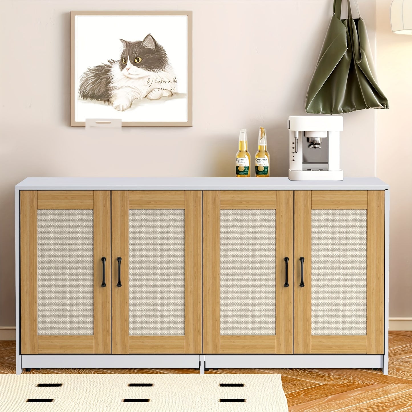 Kattenbakkast – Kattenbak Verstopplek – Kattenbak Meubel – Kattenhuis – Opslagkast – Wit – Voor Twee Katten – Duurzaam MDF – Ruim 120x50x61,5 cm