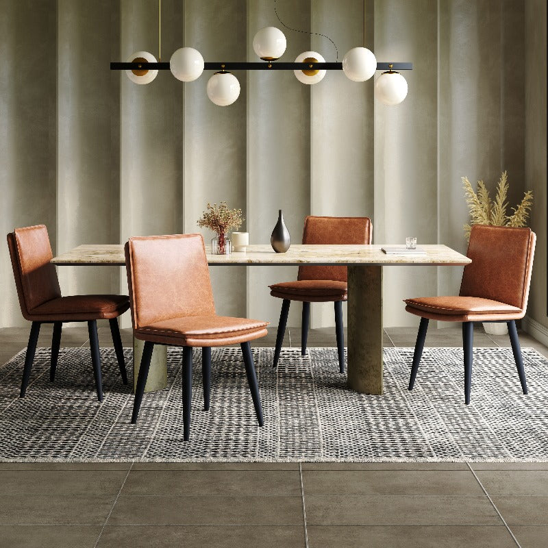 Eetkamerstoel Bruin – Stoel – Zitstoel – Eettafelstoel – Designstoel – PU Leer – Dubbele Lagen Kussen – Comfortabel Zitten