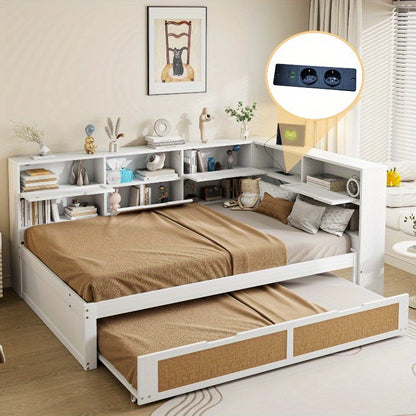 Uitklapbare Sofa Bed – Slaapbank – Bedbank – Logeerbed – Vouwbed – Wit – 140x200 cm – Opbergruimte en USB-oplaadpoort