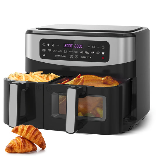 Airfryer – Heteluchtfriteuse – Luchtfriteuse – Dubbele Friteuse – Luchtoven – XXL 10L Capaciteit – 12 Voorgeprogrammeerde Programma’s – Touchscreen Bediening – Gezond Bakken Met Weinig Olie