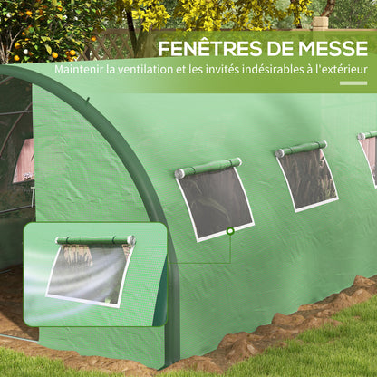 kassen tunnel – serre – kas – tuinserre – groentetent – groen – gegalvaniseerd ijzer frame – 18 m² met ventilatieramen en draaideuren