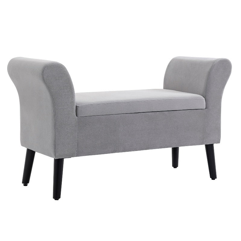 Opbergbankje – Opbergbank – Zitbank met Opbergruimte – Opbergkist – Halbank – Lichtgrijs – Ruimtebesparend Design – Velvet Bekleding met Stevige Pooten