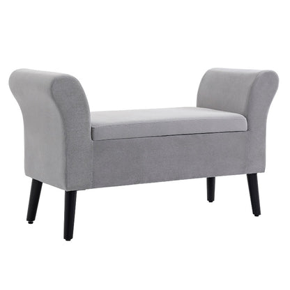 Opbergbankje – Opbergbank – Zitbank met Opbergruimte – Opbergkist – Halbank – Lichtgrijs – Ruimtebesparend Design – Velvet Bekleding met Stevige Pooten