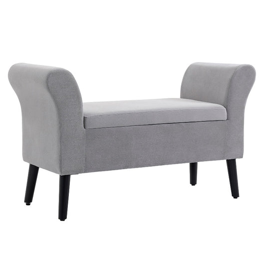 Opbergbankje – Opbergbank – Zitbank met Opbergruimte – Opbergkist – Halbank – Lichtgrijs – Ruimtebesparend Design – Velvet Bekleding met Stevige Pooten