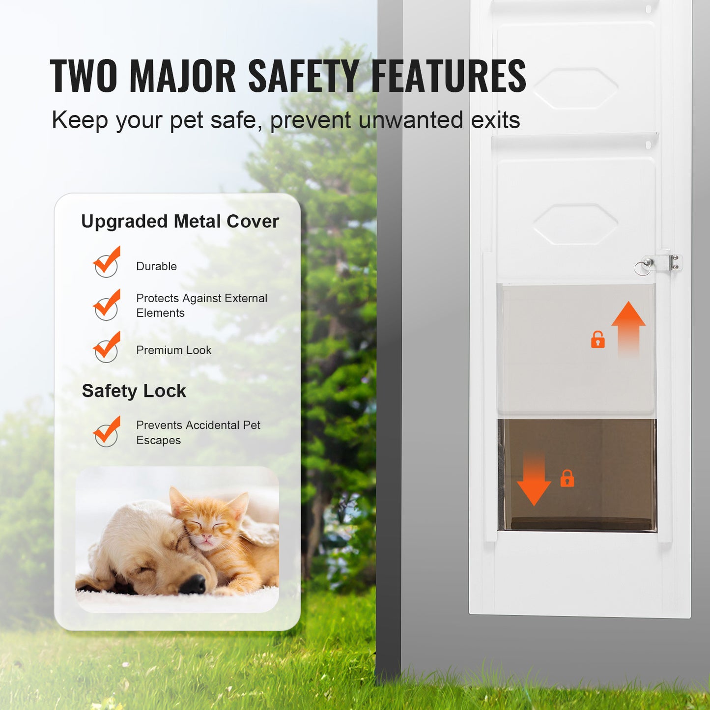 Hondenklep Schuifdeur – Hondendeur – Huisdierklep – Dierdoorlaat – Middelgrote Hond – Verstelbare Hoogte 192,7-204,9 cm – Aluminium Frame Met Veilig Slot