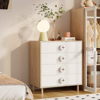 Nachtkastje – Ladekast – Ladekastje – Opbergkast – Bijzetkast – Modern Wit – 4 Laden – Compact 80x54x90 cm – Stevig Niet-Houten Materiaal