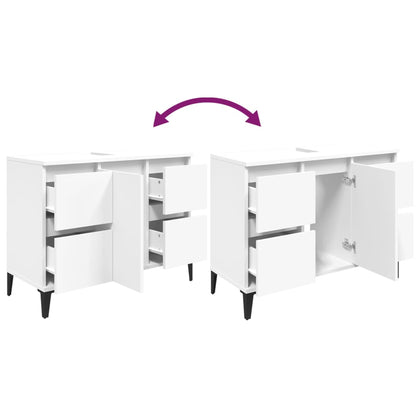 Witte Onderkast Badkamer – Wastafelkastje – Badkamerkast – Opbergkast – Kast Onder Wastafel – Ruimtebesparend Design – 80x33x60 Cm MDF Hout