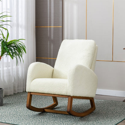 Schommelstoel – Schommelstoel Hooghout – Relaxstoel – Wiegstoel – Lounge Stoel – Metaal Frame – Pluche Bekleding – Ergonomische Rugleuning – Eenvoudige Montage – Geen Stroom Nodig
