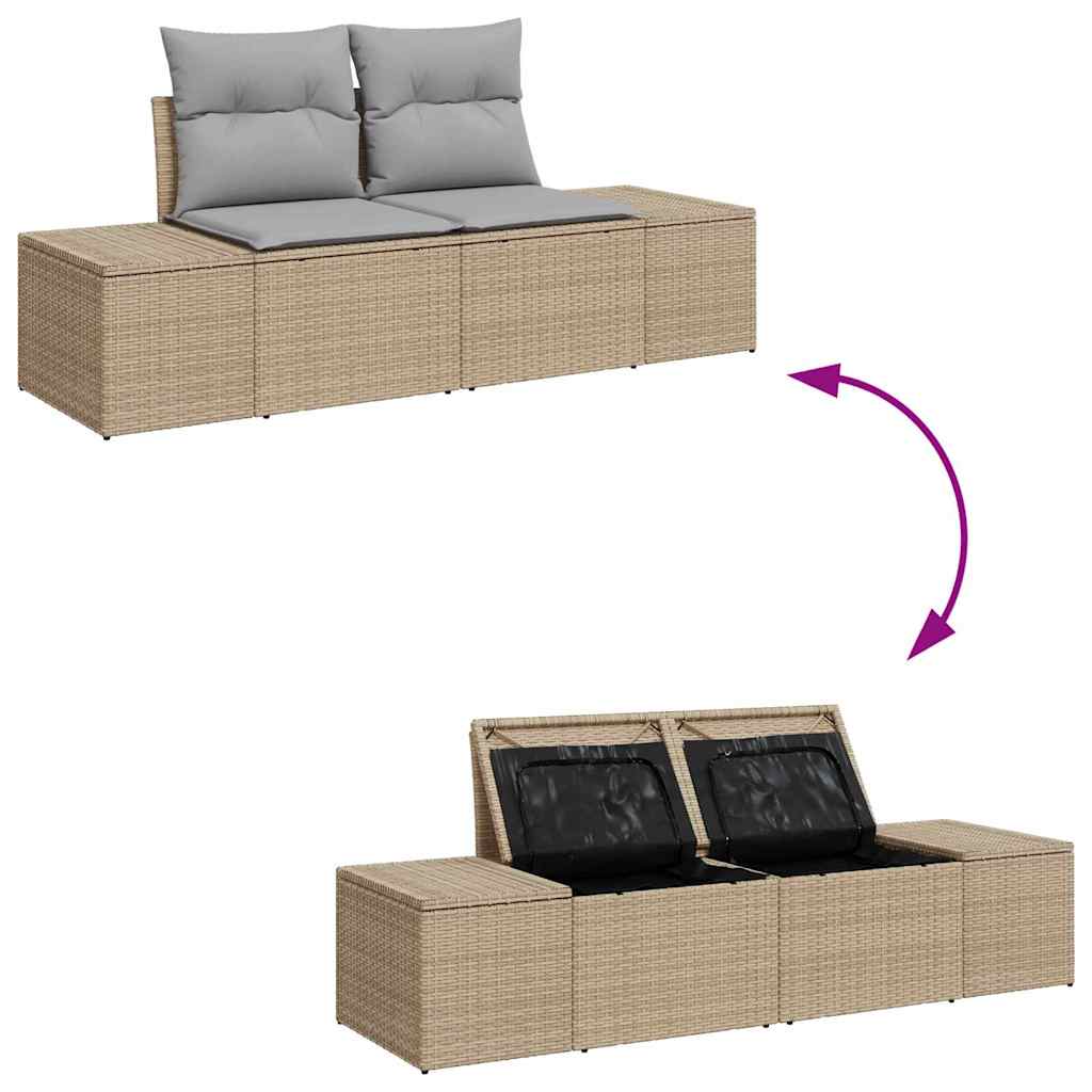 Tuinbank – Buitenbank – Loungeset – Modulair – 7-zits – Weerbestendig Poly Rattan – Lichtgrijze Kussens