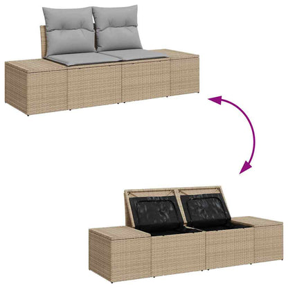 Tuinbank – Buitenbank – Loungeset – Modulair – 7-zits – Weerbestendig Poly Rattan – Lichtgrijze Kussens