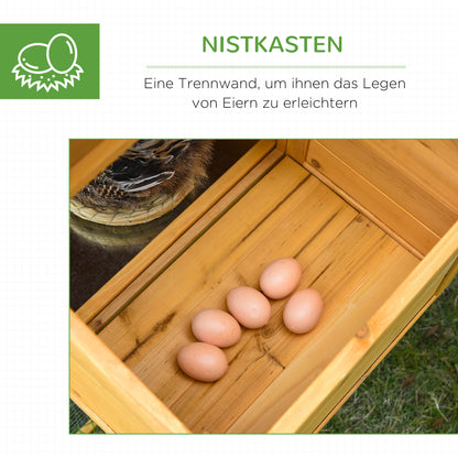 Dwerghennenhok – Kippekot – Kippenren – Kippenhok – Houten Hennenhok – Naturel + Groen – Weerbestendig Vurenhout – Ruime Ren Met Broed- En Legbox