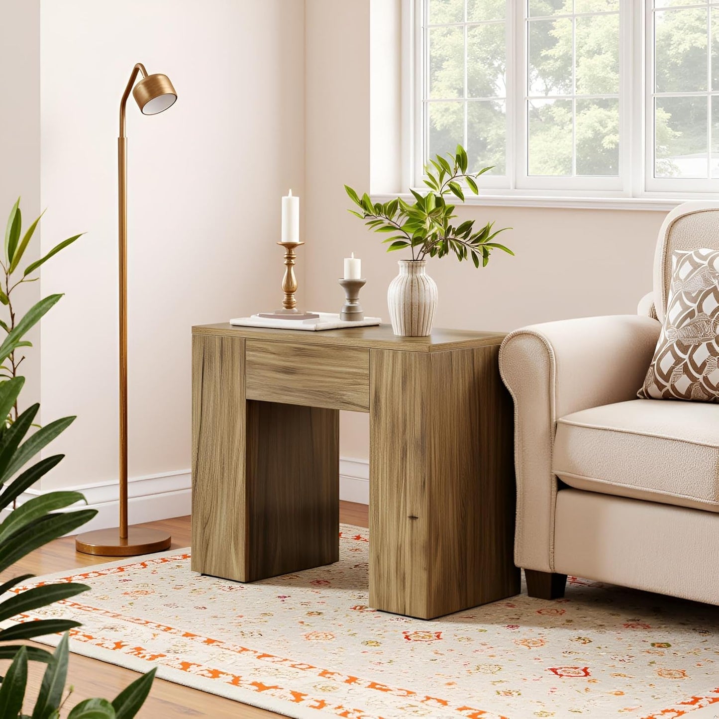 Bijzettafel – Sidetable – Nachtkastje – Bijzettafeltje – Houten Tafel – Style1 – Ruim Tafelblad 80x40 cm – Stevige Massief Houten Constructie