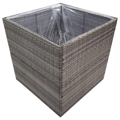 Bloemenrek – Bloemenstandaard – Plantenrek – Plantentafel – Plantenhouder – Polyrattan – Weerbestendig – 80x80x80 cm – Grijs