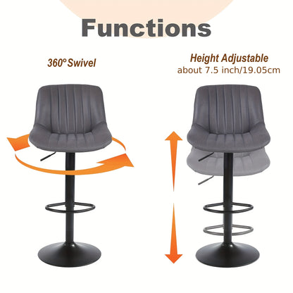 Barstoel – Barkruk – Barstool – Keukenstoel – Barstoel Set Van 3 – Verstelbaar – Draaibaar – PU Leder – Met Rugleuning – Grijs – Met Metalen Frame