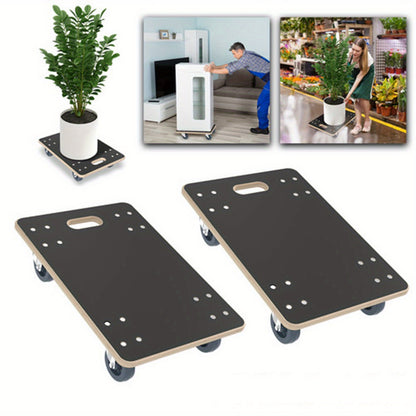 Transportkar – Trolley – Handwagen – Transportwagen – Rolwagen – 2 stuks 60x40x14,5 cm – 200 kg Draagkracht – Waterbestendig Houten Plateau