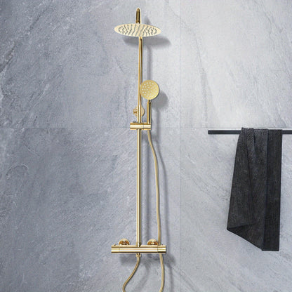 Regendouche Set – Douche Systeem – Douchekolom – Thermostaat Douche – Gouden Regendouche – 20 cm Draaibare Kop – Roestvrij Staal 304