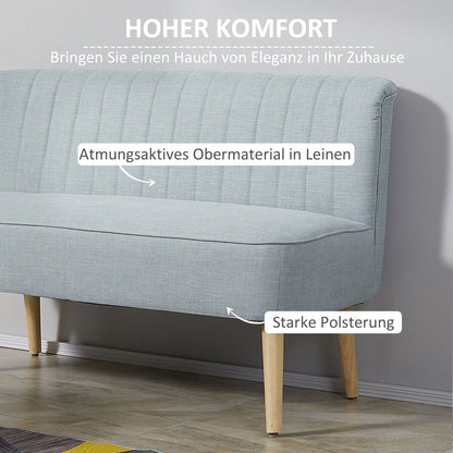2-zits bank – tweezitsbank – loveseat – zitbank – bankstel – retro design – duurzaam hardhouten frame – lichte linnen stof