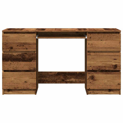 Bureau – Werkplektafel – Schrijftafel – Computertafel – Thuiswerkplek – Oude Houtlook – 6 Lades Opbergruimte – Duurzaam Behandeld Hout