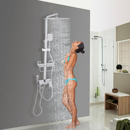 Douchekraan Set – Regendouche – Handdouche – Douchethermostaat – Doucheset Met Mandje – Verstelbare Hoogte 73-116 cm – 360° Swivel Rain Shower & Air Boost Technologie