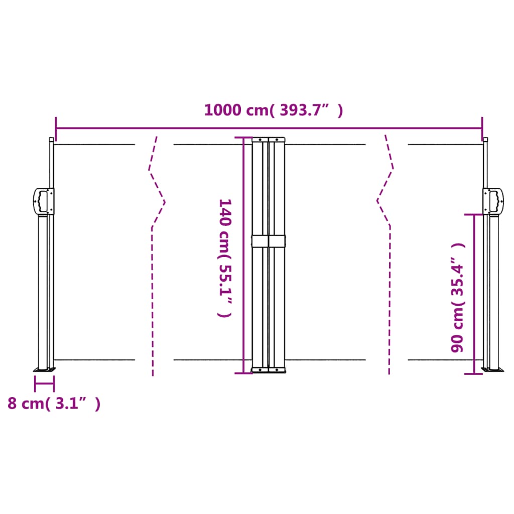 Windscherm – Windbreker – Uitschuifbaar – Tuinscherm – Privacyscherm – 140x1000 cm – Weerbestendig – Stalen Frame – Antraciet