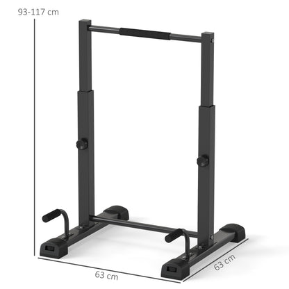 Dip Station – Dip Bars – Parallette – Push-Up Station – Krachtstation – Verstelbare Hoogte 93-117 cm – Stalen 5x5 cm Frame Met 540 kg Draagvermogen