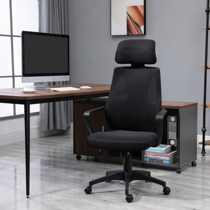 Ergonomische Bureaustoel – Kantoormeubilair – Bureaustoel Thuiswerk – Werkstoel – Draaistoel – Verstelbare Hoogte – Ademend Mesh Rugleuning – Lendensteun – Zwart