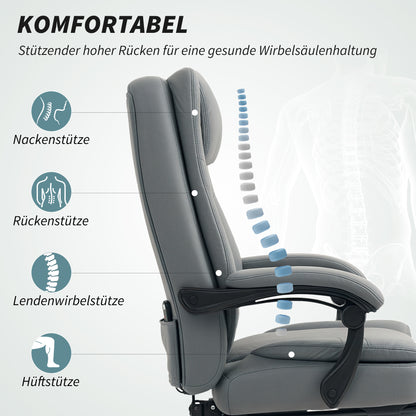 Bureaustoel – Kantoorstoel – Werkstoel – Deskchair – Massagestoel – Grijs – Verstelbare Zithoogte – Massagefunctie