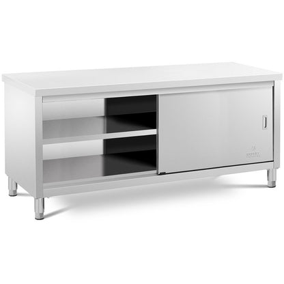 Roestvrijstalen Schuifdeurkast – RVS Kast – Werkbank – Opbergkast – Schuifdeurkast – 200x70 cm – Hoge Draagkracht 600 kg – Verstelbare Pooten