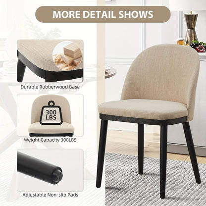 Eetkamerstoelen – Stoelen – Tuinstoelen – Keukenstoelen – Bistrostoelen – Set van 2 – Memory Foam Zitting – Beige Stofframe