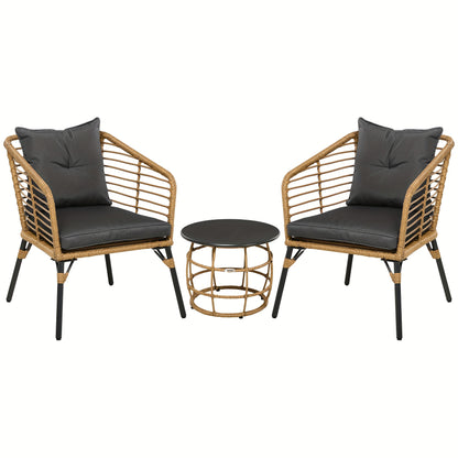 Tuinmeubelen – Loungeset – Balkonset – Rieten Meubelset – Tuinset – Weerbestendig Riet – Comfortabele Kussens – Compact Voor Kleine Buitenruimtes